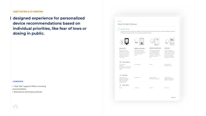 DiabetesWise device selection and comparison interface
