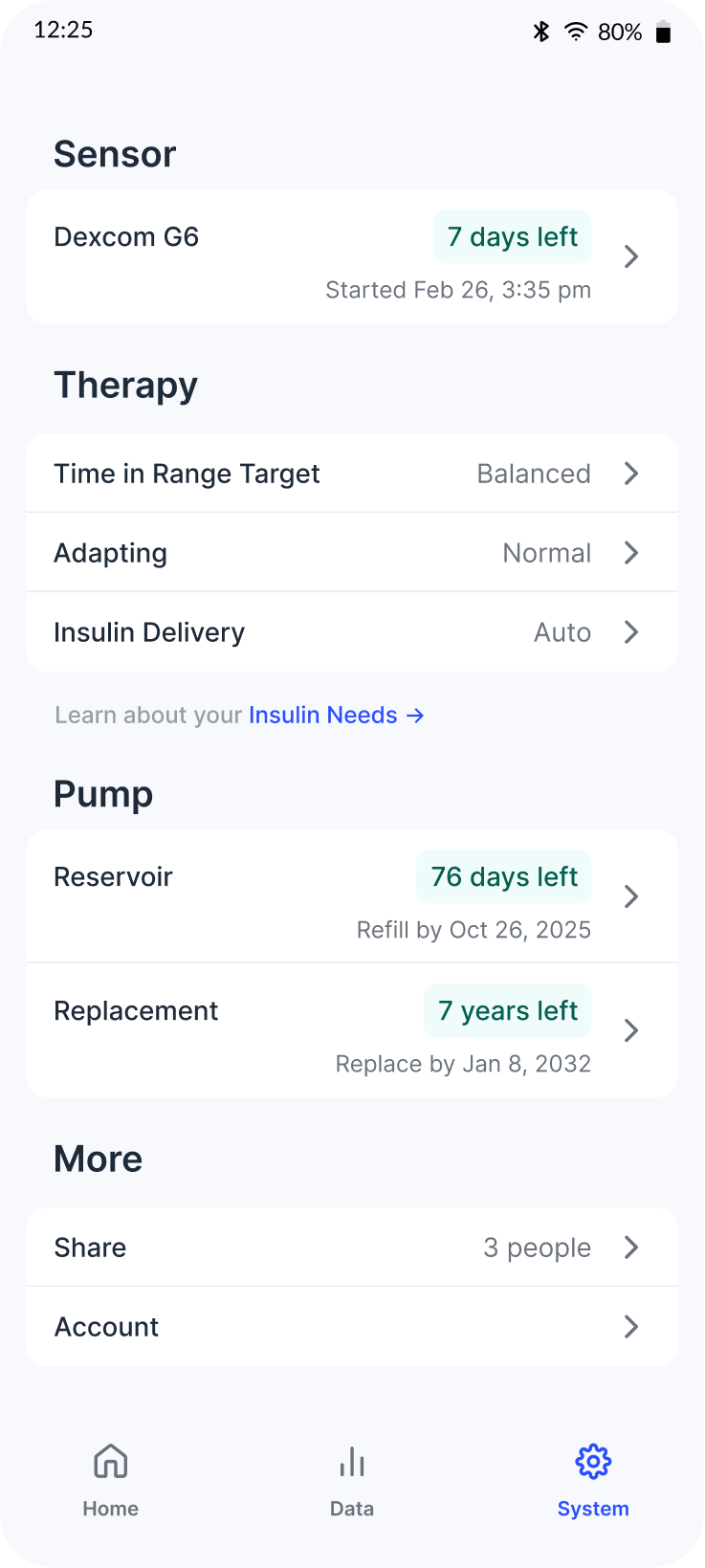 Portal system screen for settings and maintenance